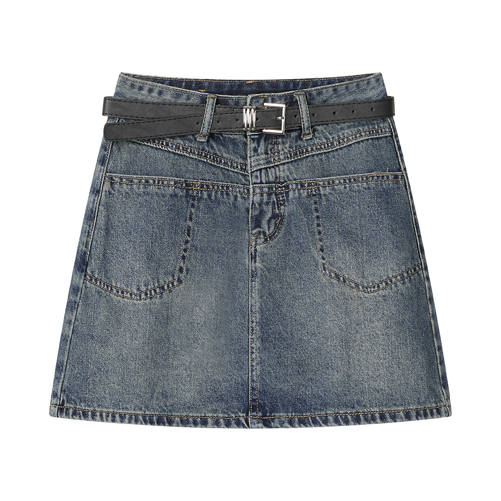 Design Sense Niche Buttocks Wrapped Denim Skirt