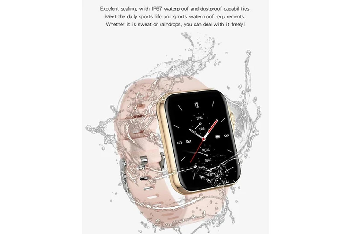 Women Smart Watch Full Touch HD Screen Smart Watch Sport Tracker Calling Smartwatch Heart Rate BP ECG with Music Playback Watch - Black Silicone