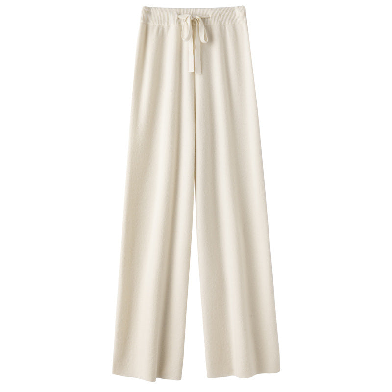 Pure Wool Wide-leg Pants Mid-waist Drooping Slimming Casual