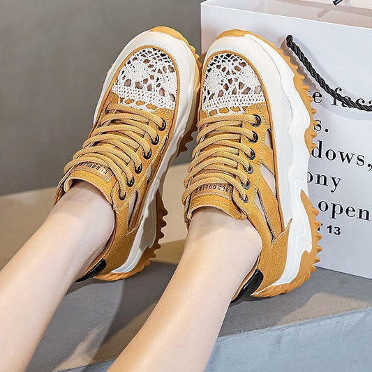 Soft Leather Hollow Sandals For Women All-match Breathable