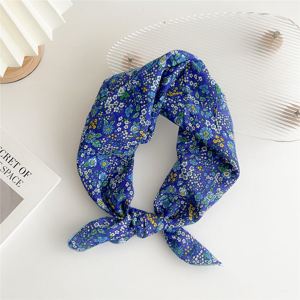 Women's Cotton And Linen Small Square Towel Silk Scarf Artistic All-match Fashion
