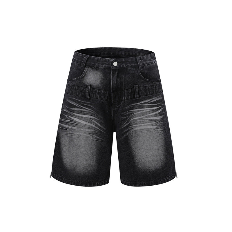 Fashionable High-end Washed Denim Shirt And Capri Pants