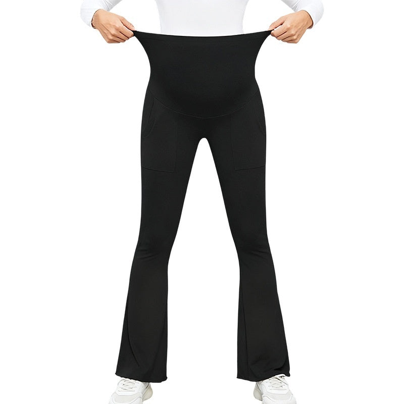 High-waisted Fashionable Maternity Flared Pants With Tummy Control