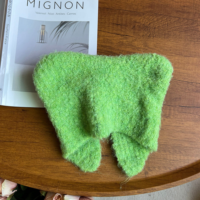 Warm Ear Protection Wool Blended Bear Ear Knitted Hat
