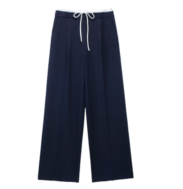 Knot Design Lace-up Side Zip Casual Trousers