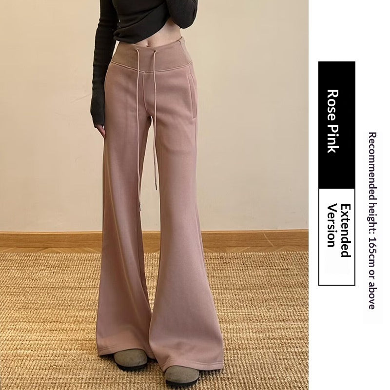 Dark Gray Flared Pants Womens High-Waisted Casual Sport Pants