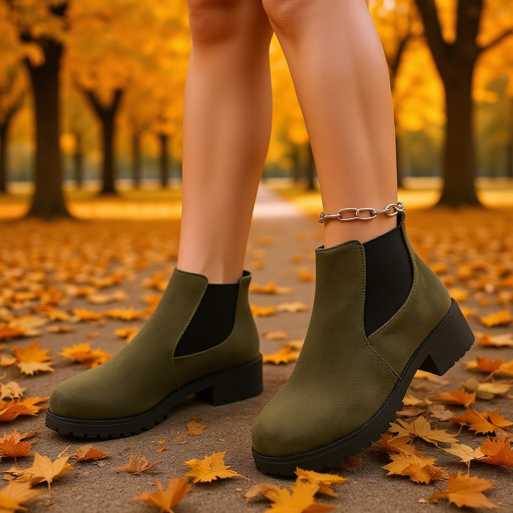 Women's Ankle Boots Suede Hight Increasing Martin Boots