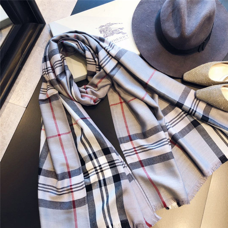 Fashion Plaid Cashmere Sjal Tofarvet Tørklæde