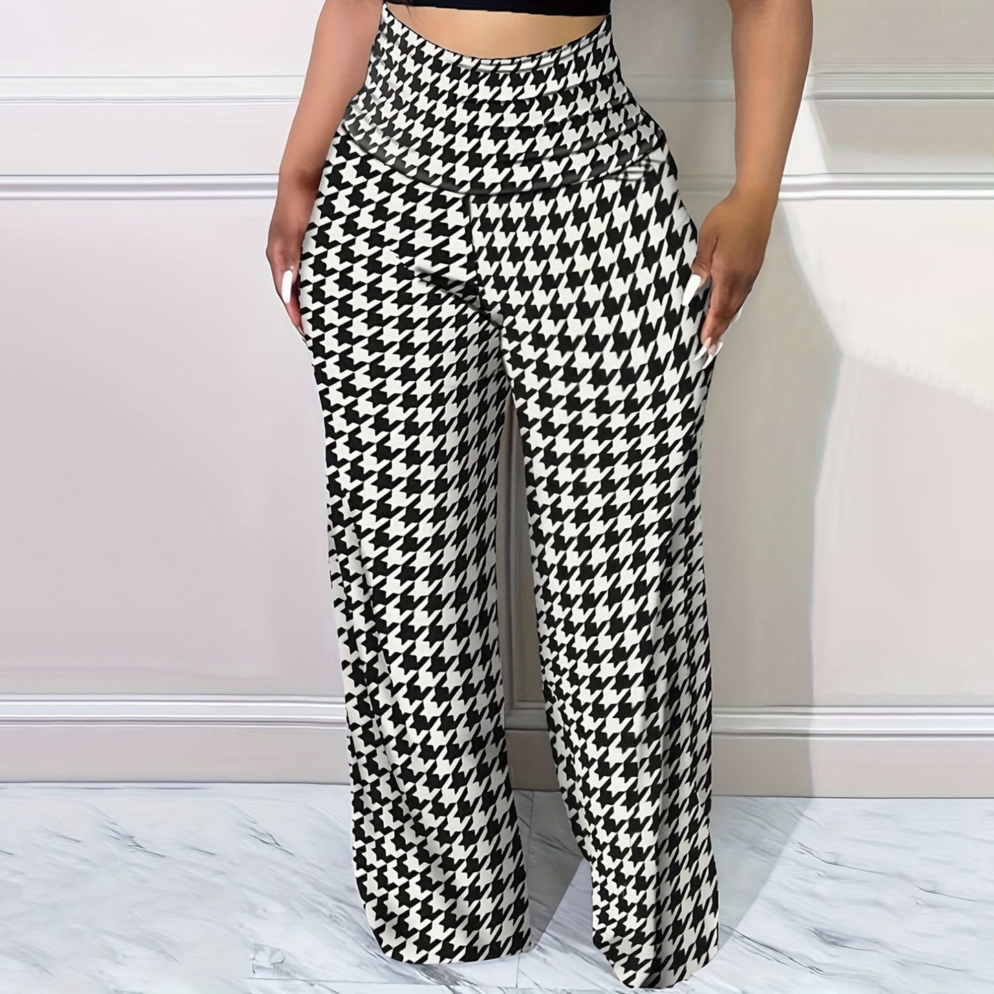Plus Size Code High Waist Tight Straight-leg Pants