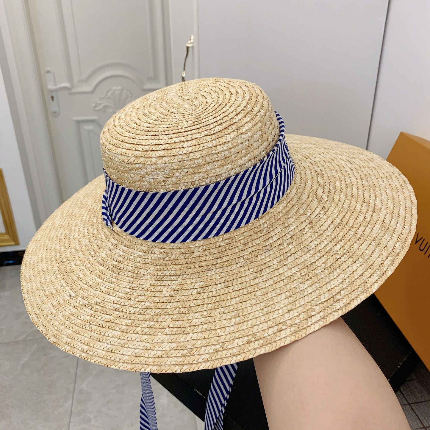 Blue Strappy Beach Spring Summer Seaside Sun Hat