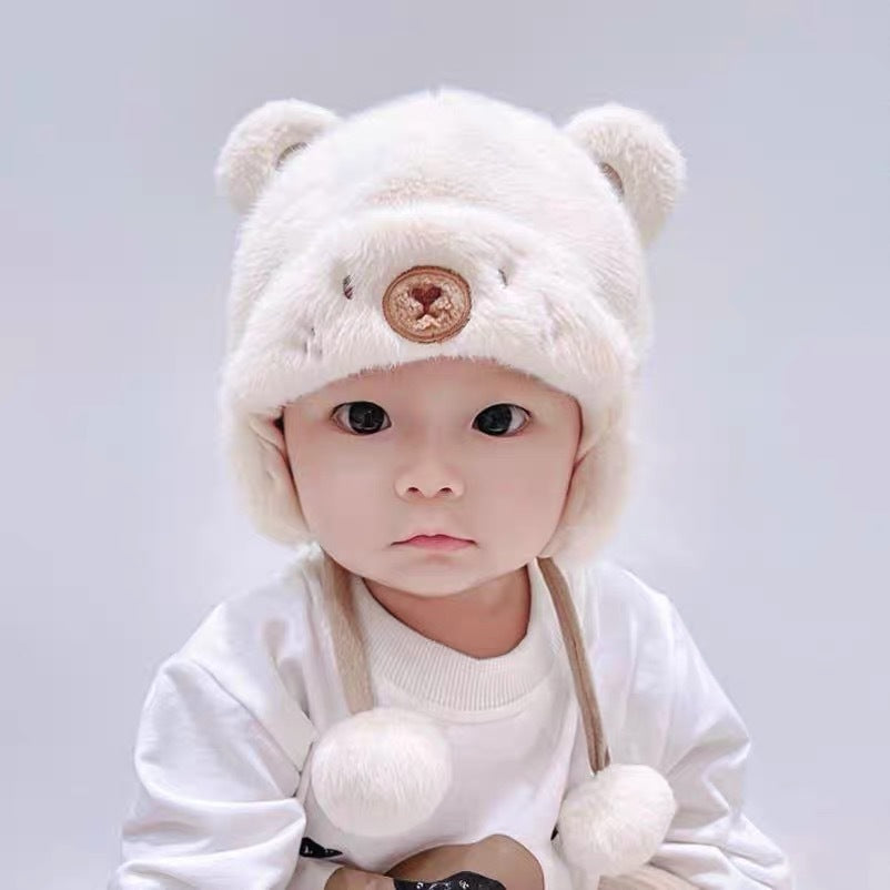 Baby Hat Cute Plush Warm Earflaps Cap