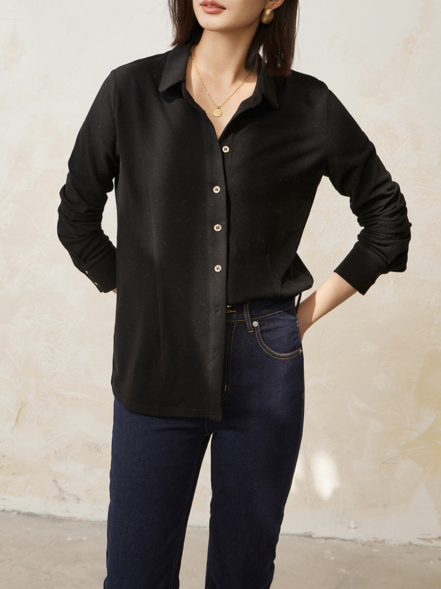 Women's AutumnWinter Three-Dimensional Simple Long-Sleeve Shirt