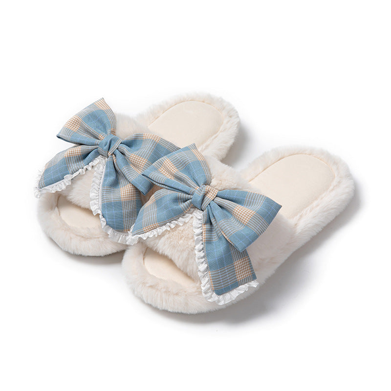 Girl Cotton Slippers Bowknot Home Plush