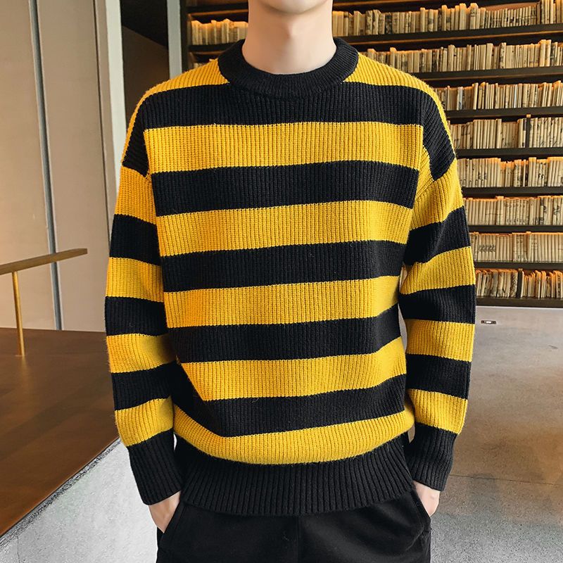 Thick Thread Sweater Men's Knitted Shirt Autumn And Winter Round Neck Fashion Base Sweater
