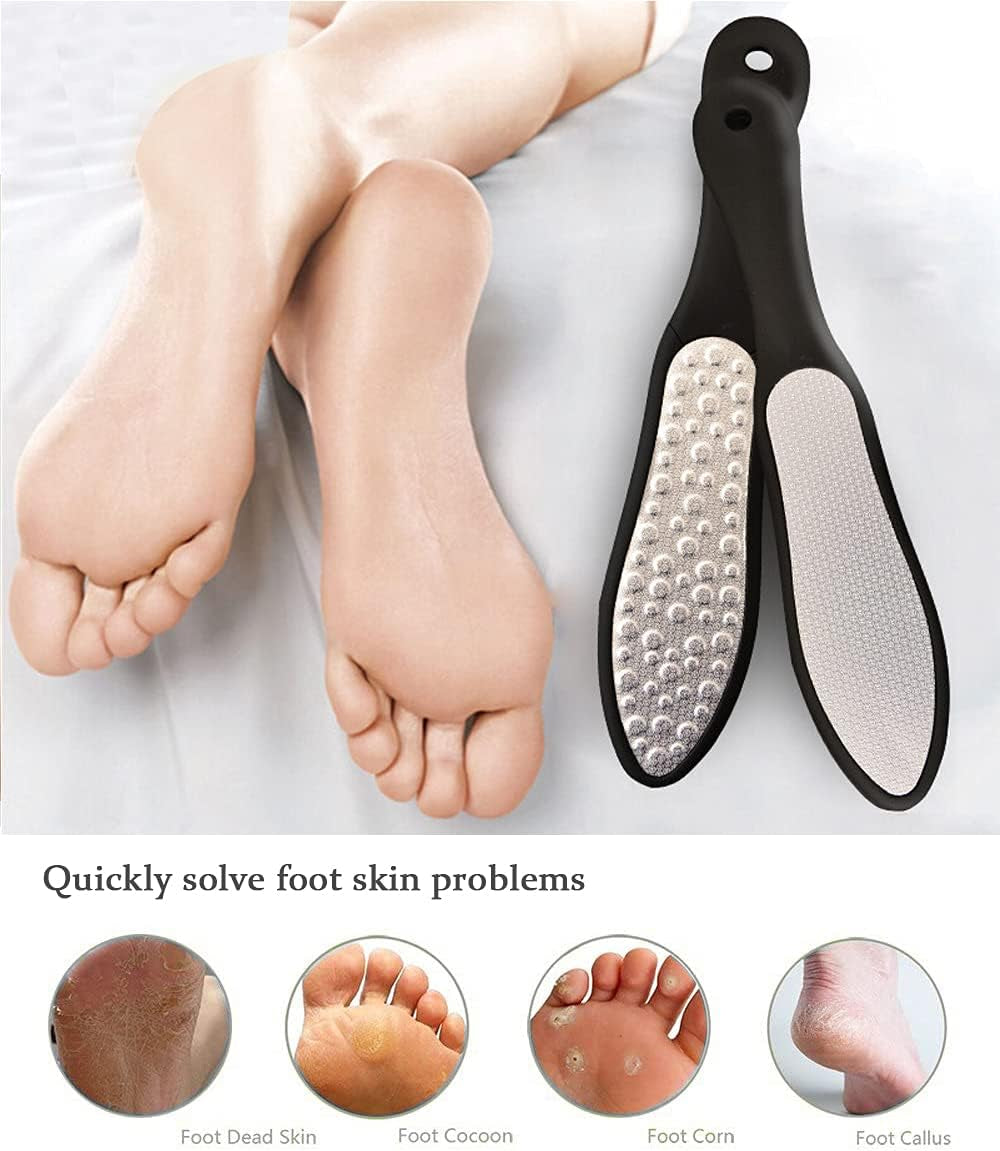Hornhautentferner, Hornhautfeile, Hornhauthobel, Doppelseitig Edelstahl Fußfeile Hornhautraspel Für Fußpflege, Hornhaut Entfernen Fuß Und Verschrumpelte Haut Hornhaut - Schwarz