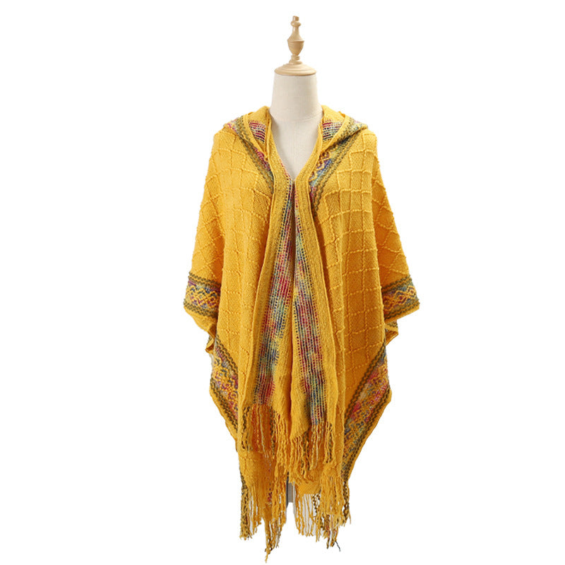 Casual Versatile Personality Border Dark Pattern Shawl Scarf