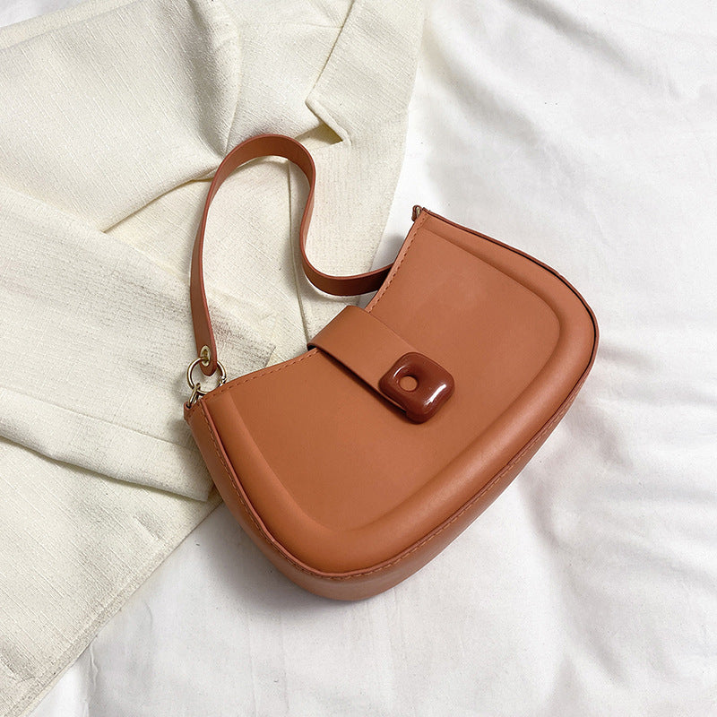 Simple Solid Color Temperament Leisure Textured Shoulder Bag For Women