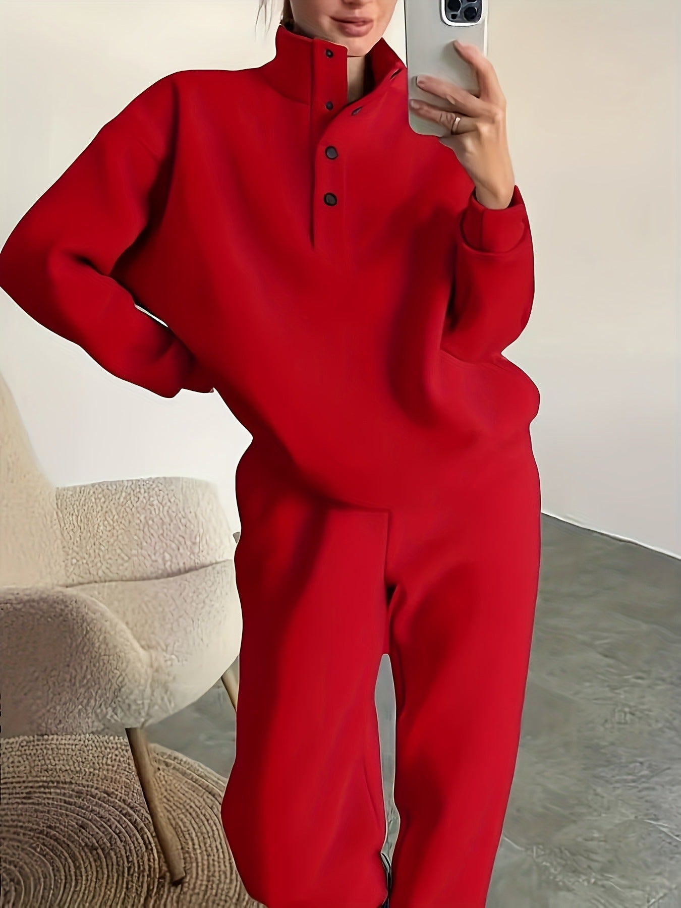 New Women's Fashion Button Collar Two-piece Set