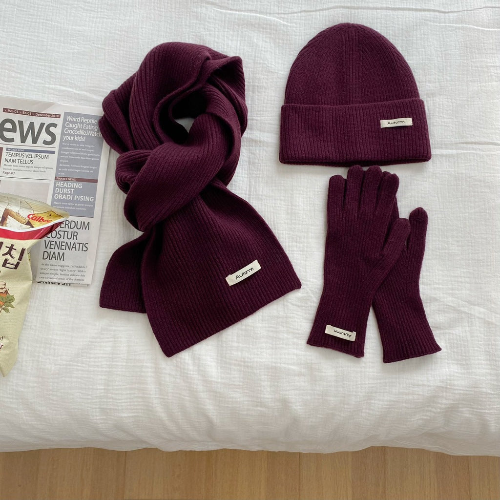 Winter 3-piece Set In Solid Color With Extra Padding For Warmth