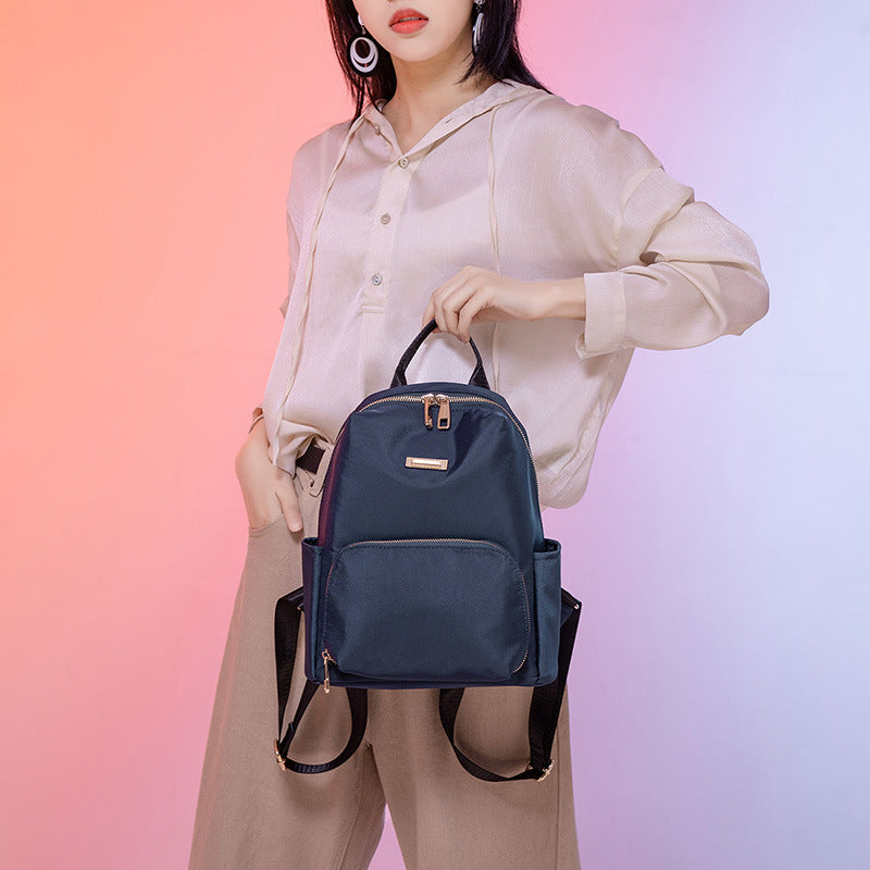 Trendy Korean Style Pure Color Simple Stylish Oxford Cloth Women's Backpack