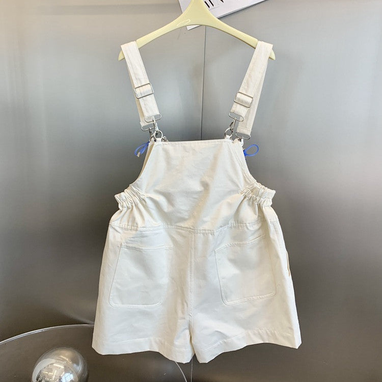 Women's Versatile Wide Leg Slant Pocket Cargo Bib Shorts