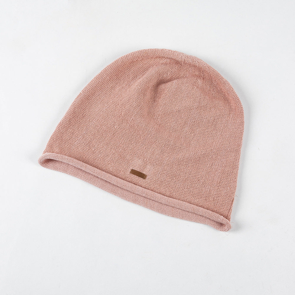 Breathable Knitted Linen Fisherman Hat With A Leather Patch Label