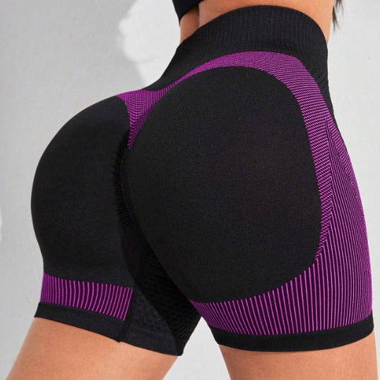 Sømløse sportsshorts til kvinder med ferskenformende høj talje