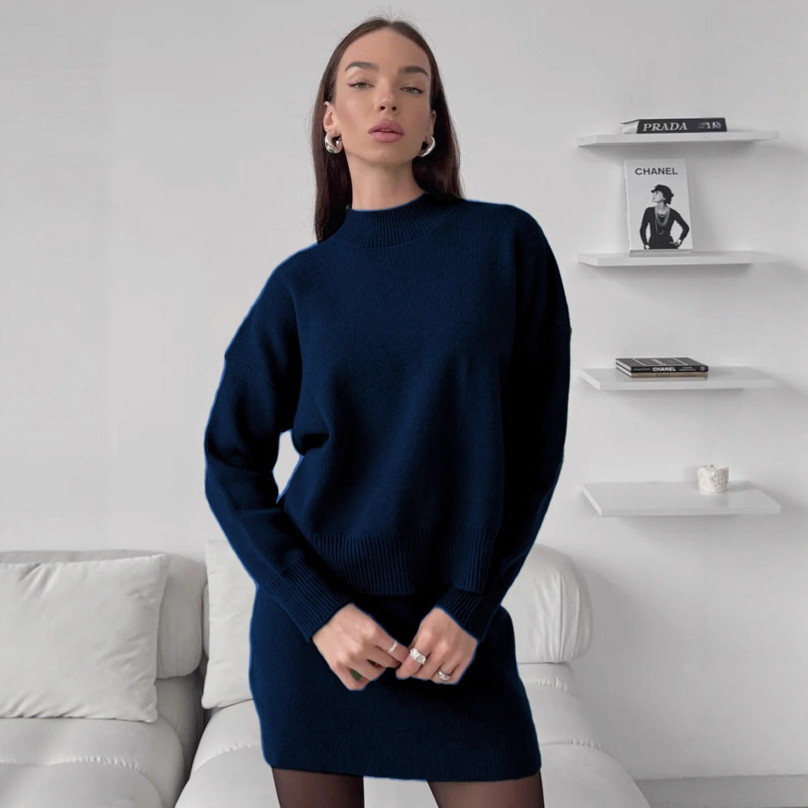 Multi-Color Temperament Crew Neck Commuting Suit