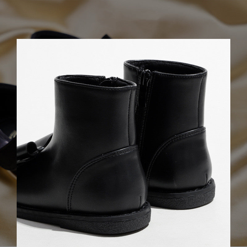 Girls New Zipper British Style Children's Boots