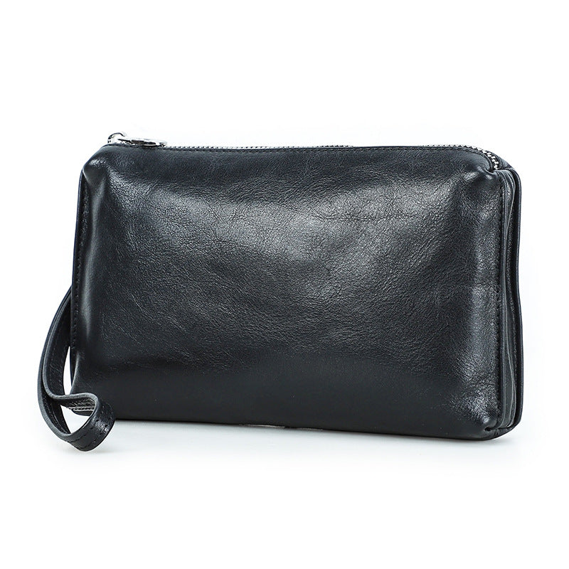 Vintage Brown Crazy Horse Leather Big Screen Mobile Phone Bag