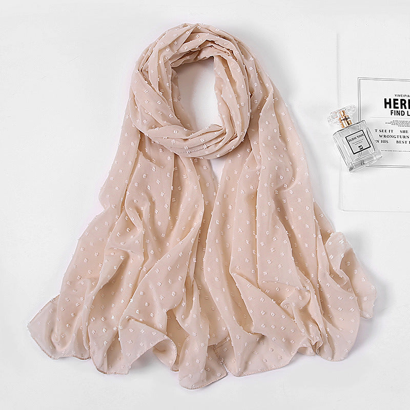 Women's Pearl Pure Color Chiffon Headscarf