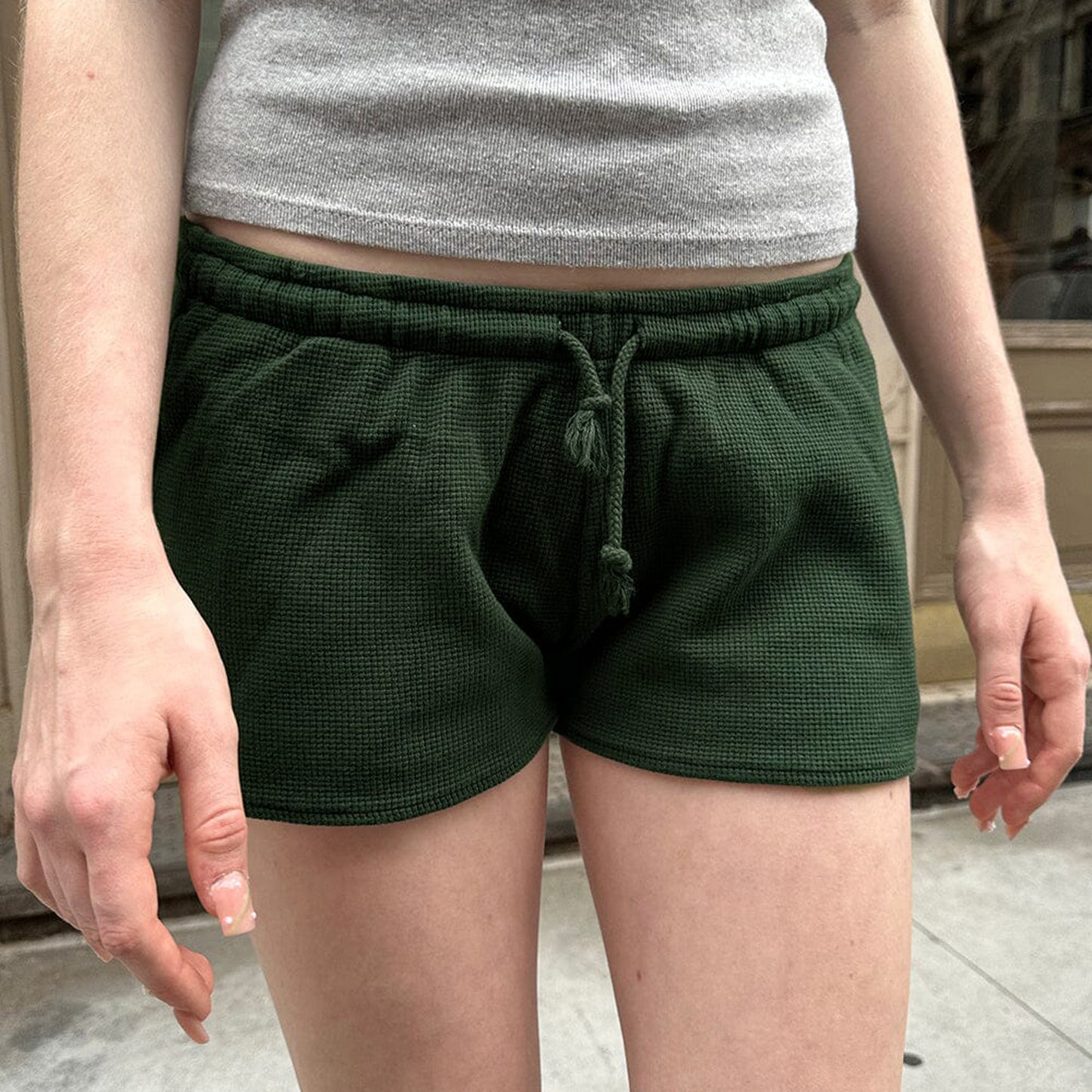 Women's Casual Sports Shorts With Elastic Waistband And Drawstring