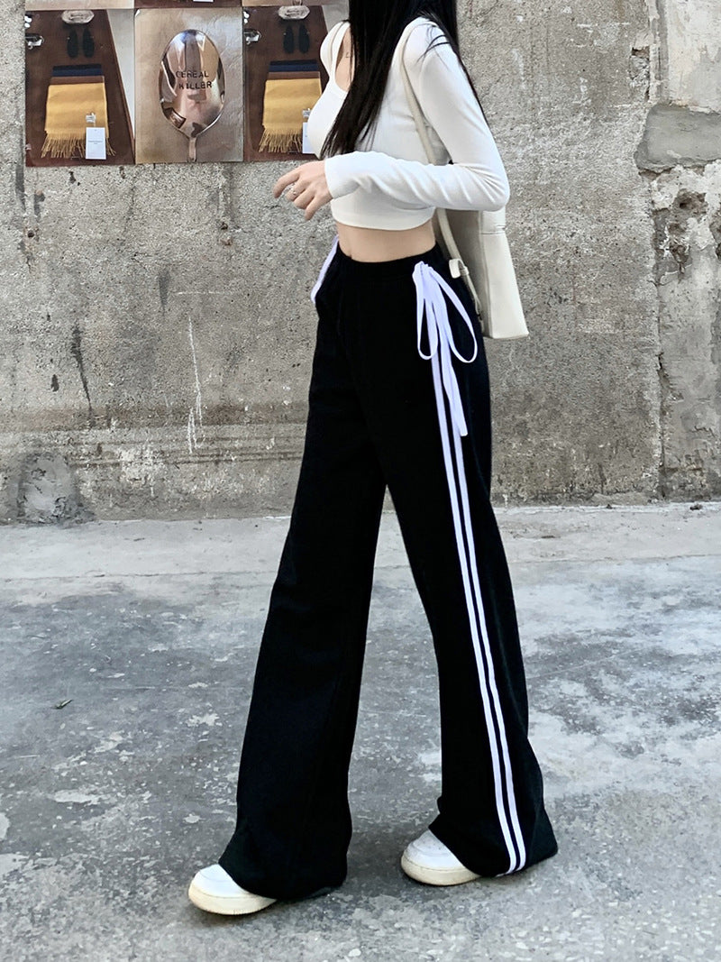 Bow Line Casual Pants American High Waist