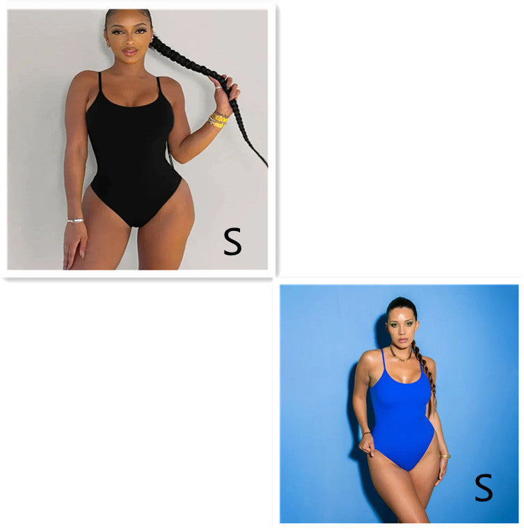 Sling Backless Tether Plus Size Solid Color Triangle One-piece Swimsuit