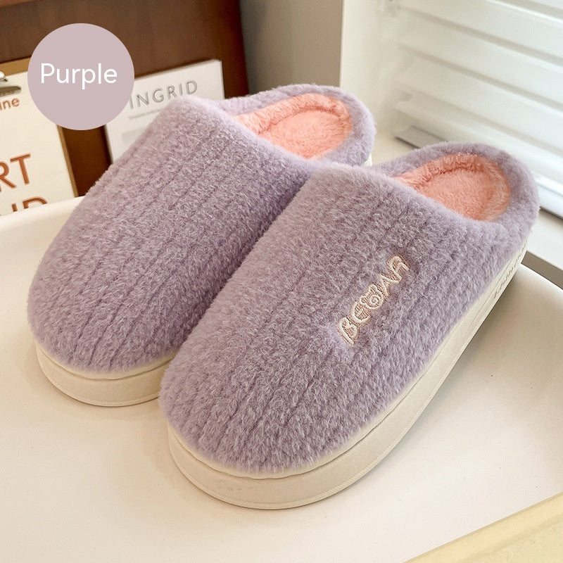Thick Bottom Indoor Couple Warm Velvet Cotton Slippers