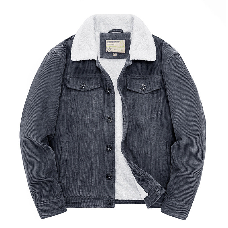 Mens Short, Fleece-lined, Insulated Cotton-padded Coat