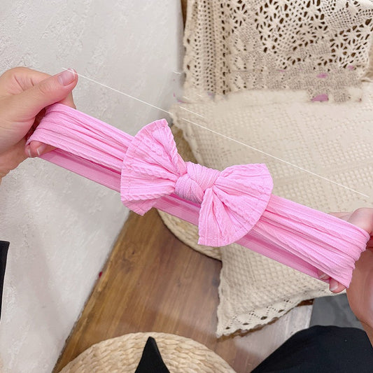 European And American Soft Jacquard Wide Bow Elastic Headband