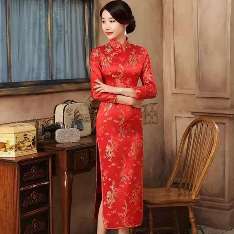 Retro Long Cap Sleeve Performance Dress For Summer