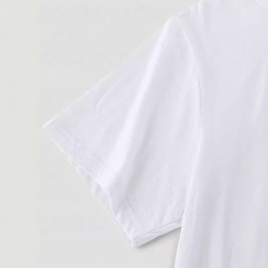 Loose-fitting Crew-neck T-shirt With An All-purpose Letter Print And Short Sleeves