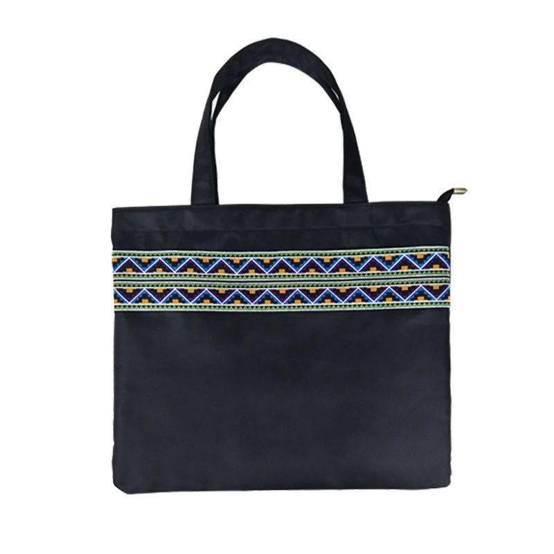 Ethnic Embroidery A4 Document Bag Zipper Data Bag