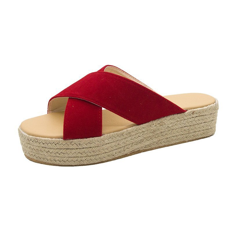 New Style Sandals And Sponge Cake Thick-Soled Hemp Rope Light-Soled Cross Slippers Women