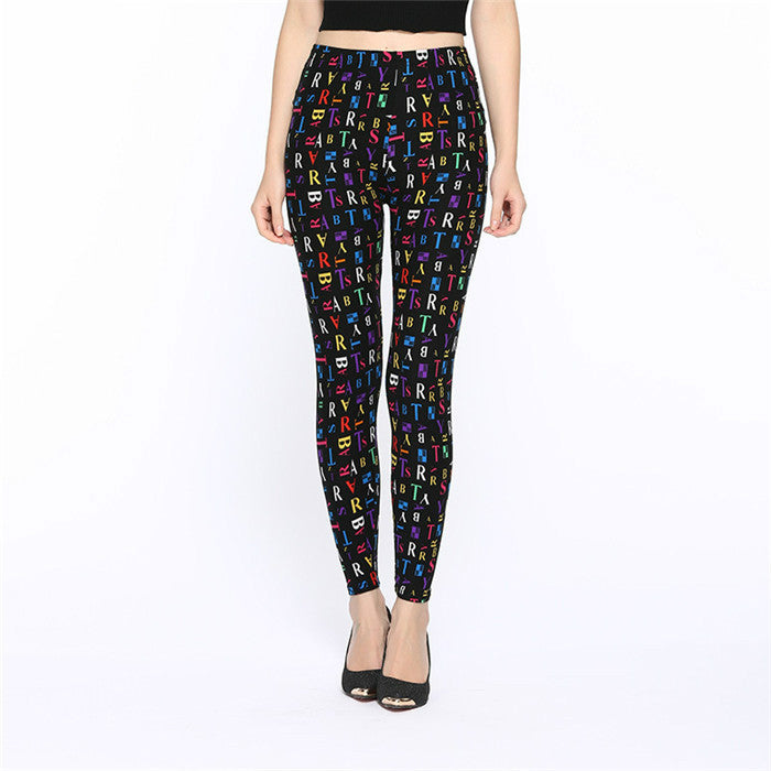 Women's Fashion Double-sided Brushed English Letters Nine-quarter Pants