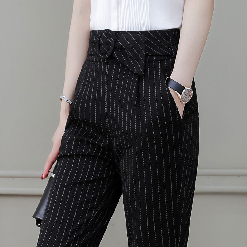 Stretch Thin Striped Professional Harem Pants Fashion All-match Casual Pants