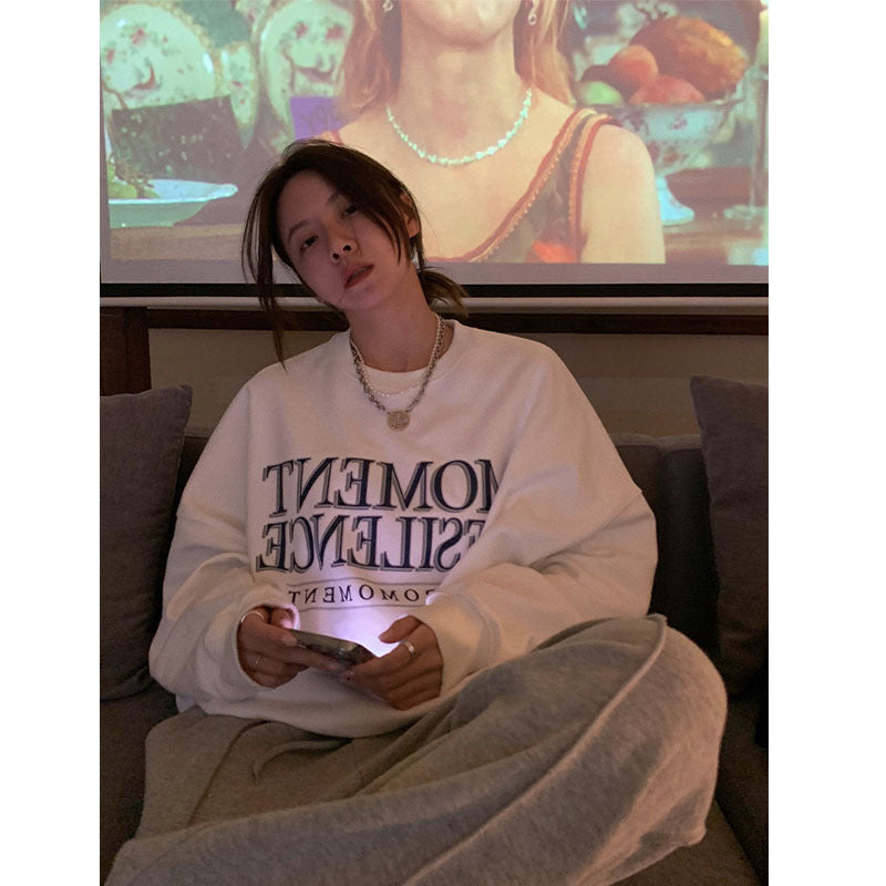 Dame Forårs- og Efterårsløs Sweater Afslappet Løs Rund Hals