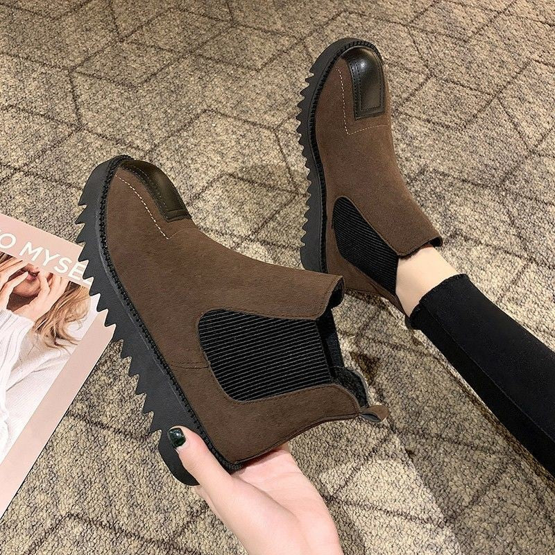 Frosted flat leather toe and velvet vintage Martin boots