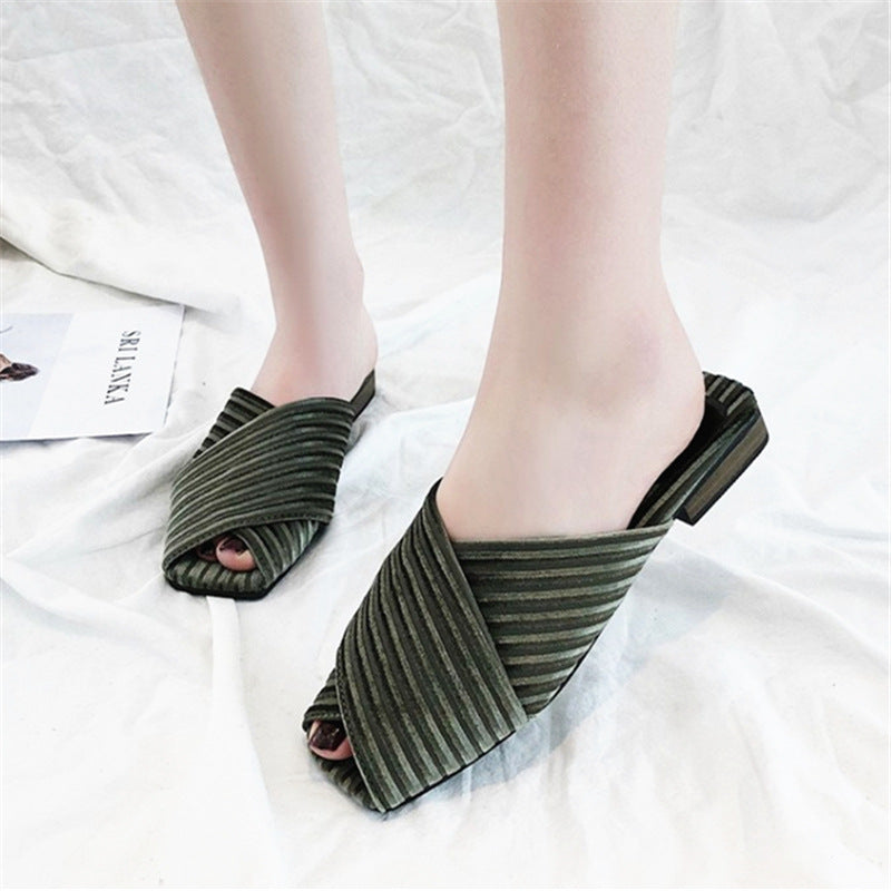 Summer New Style Korean Fashion Low Heel Sandals And Slippers