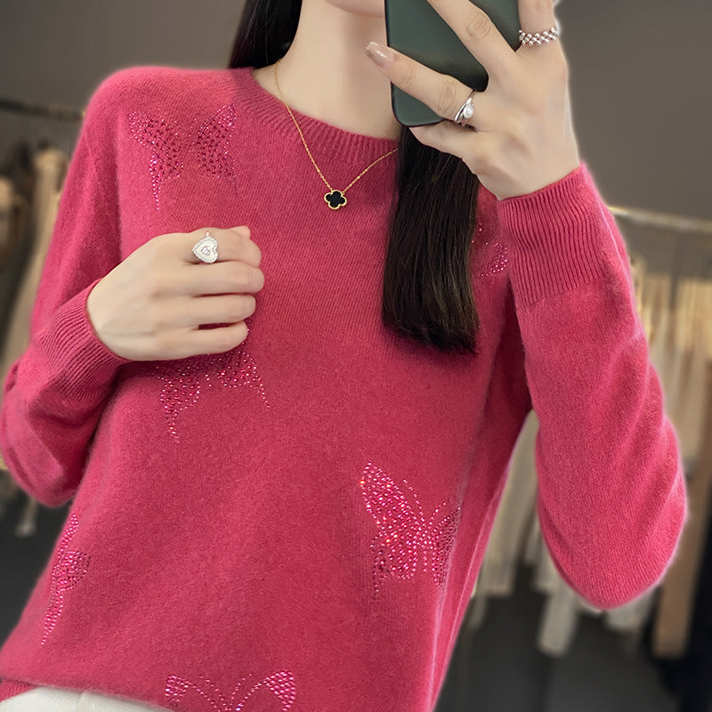Round Neck Patterned Base Shirt For Women