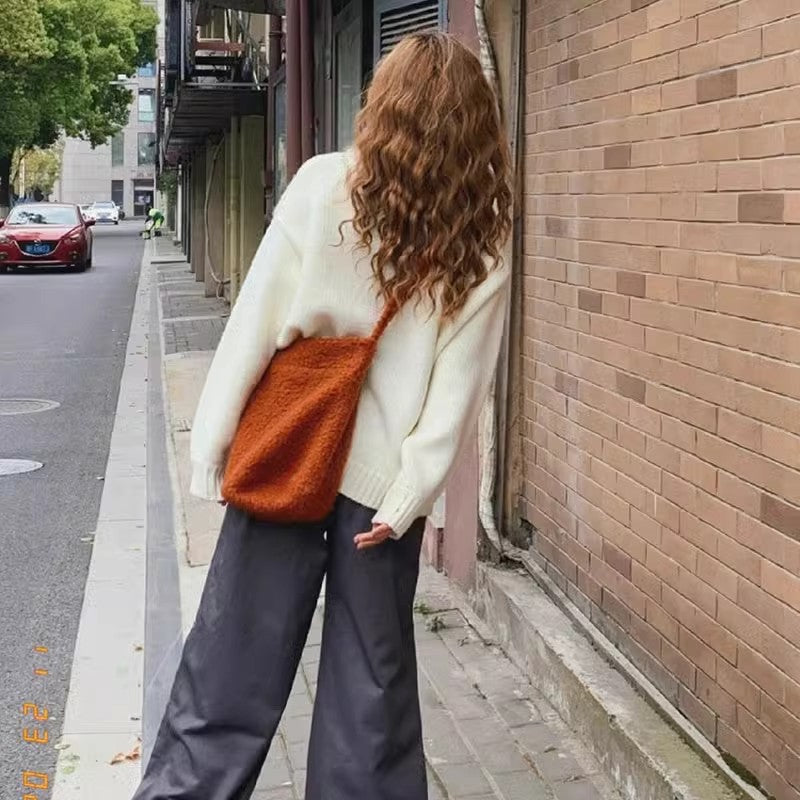 Autumn And Winter Fur Large-capacity Bucket Shoulder Bag