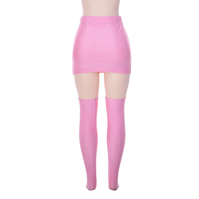 Pure Color Tight Hip Skirt Skirt Half Socks Casual Suit
