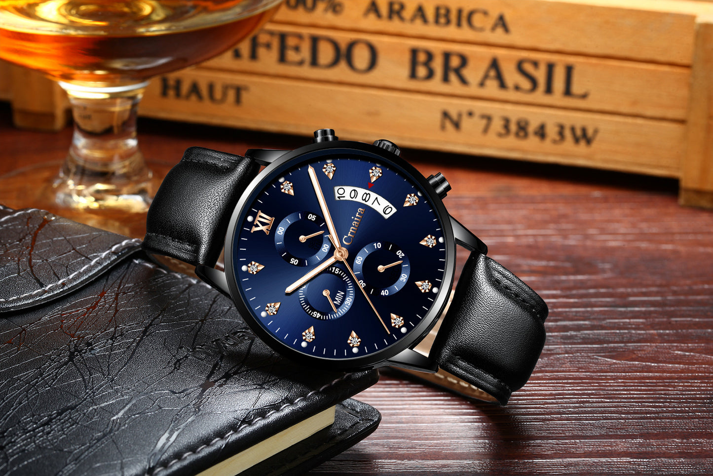 Men's Waterproof Luminous Multi-functional Diamond Quartz Watch